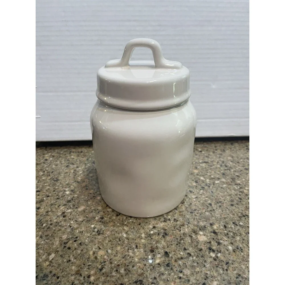 Rae Dunn Artisan Collection by Magenta White Ceramic Tea Canister With Lid